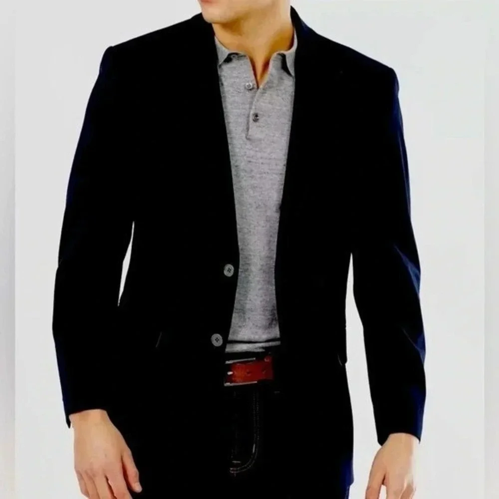Michael Kors Mens Black Pinstripe‎ Two Button Blazer Suit Jacket 44R EUC